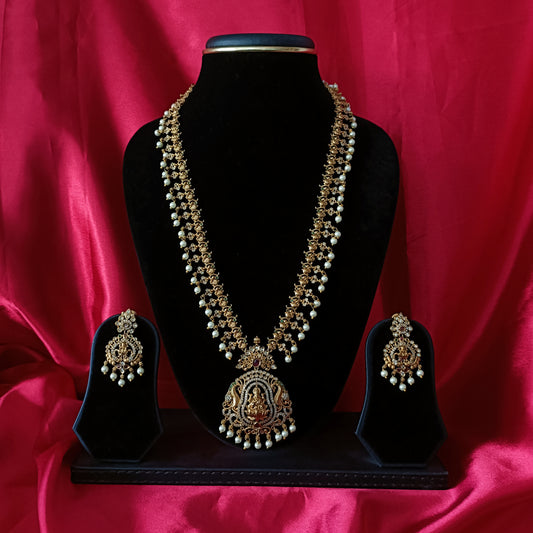 Beautiful Nakshi Long Necklace With Laxmi Idol