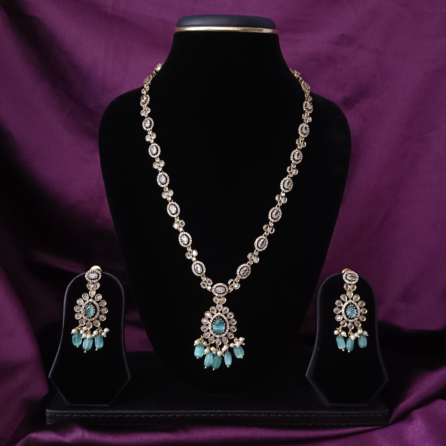 Simple Long Necklace With Monalisa Beads - Ambica Wedding Mall