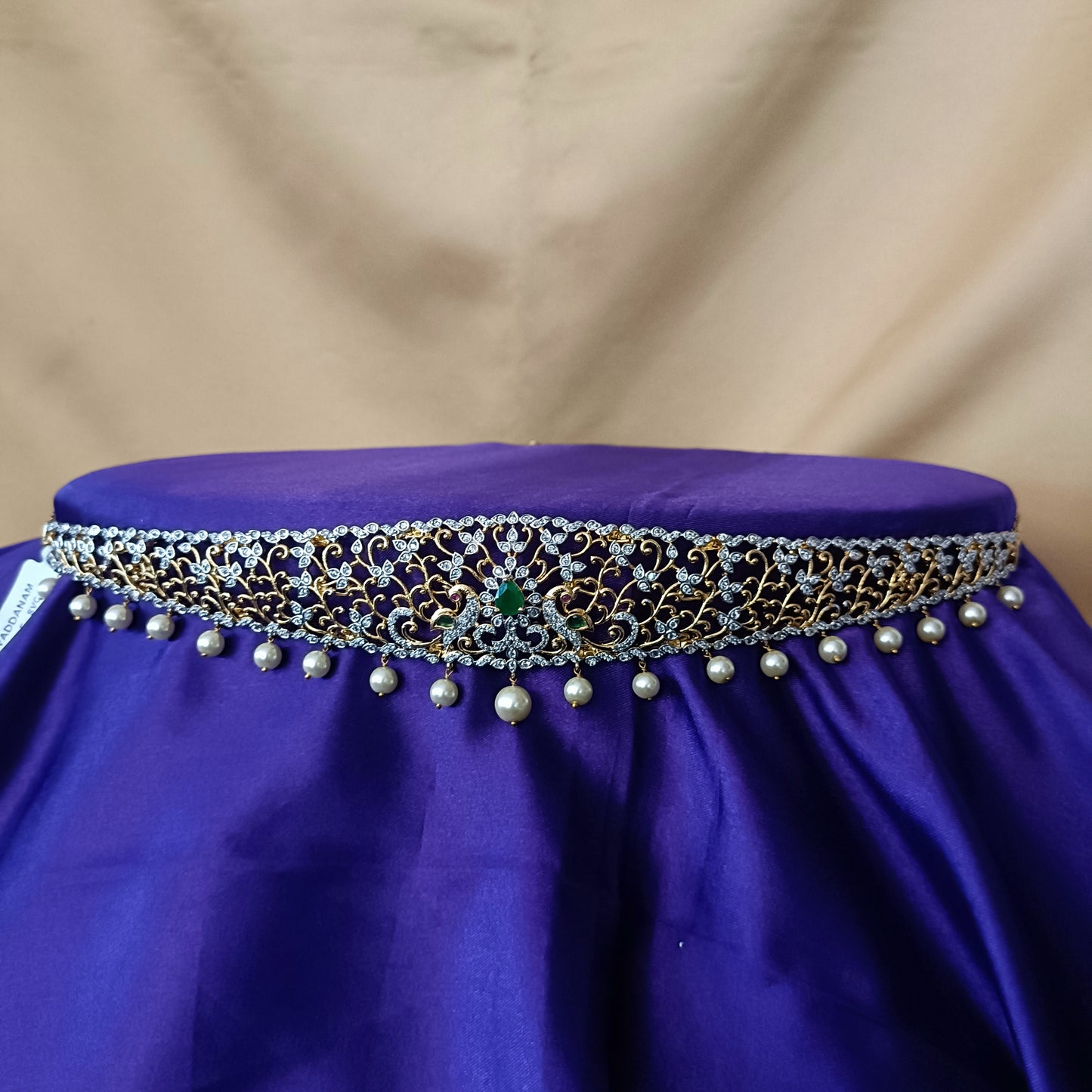 Elegant GJ Chain Type Vaddanam In Multi Colour Stone