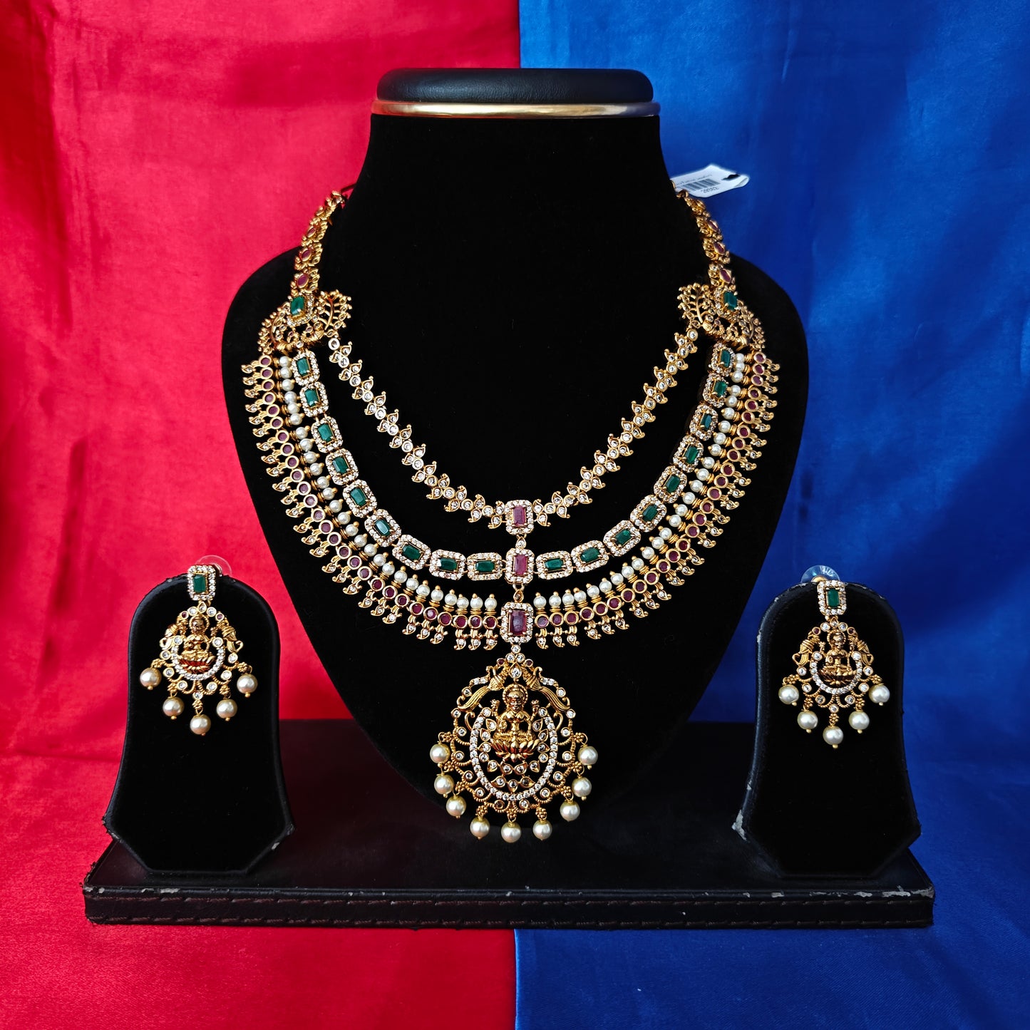 Beautiful Nakshi Layered Short Necklace With Laxmi Idol