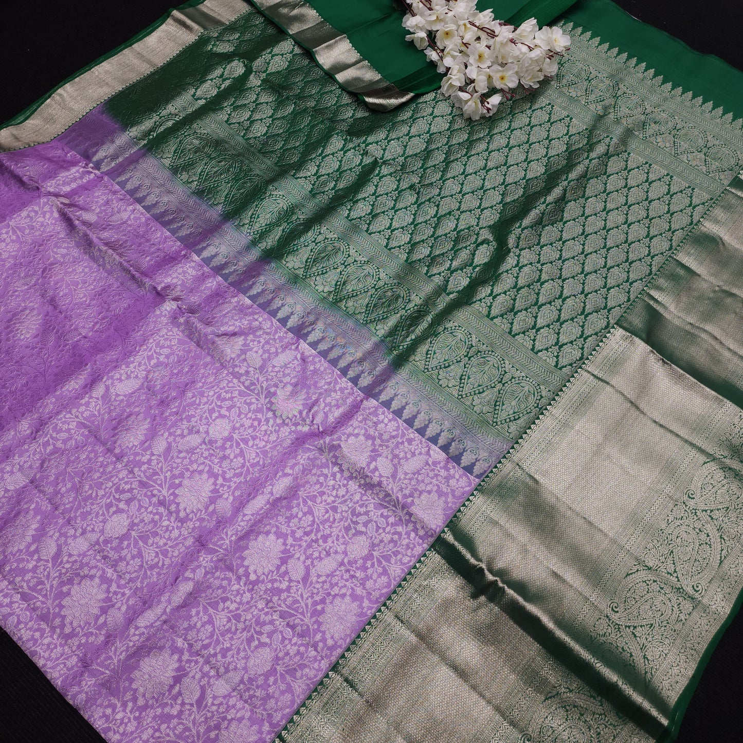 Pure German Silver Zari Pattu Saree