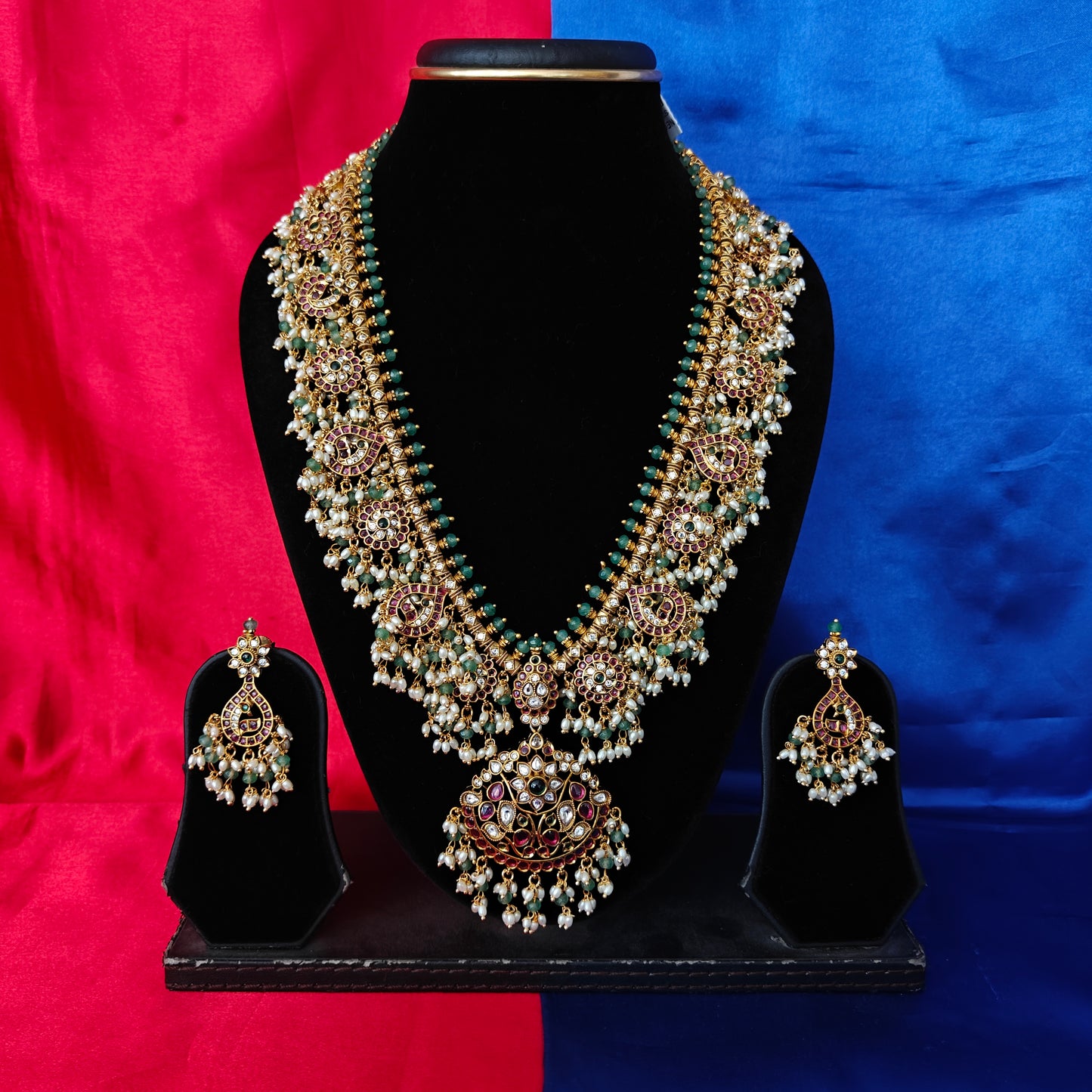 Beautiful Jadau Kundan Guttapusalu Long Necklace