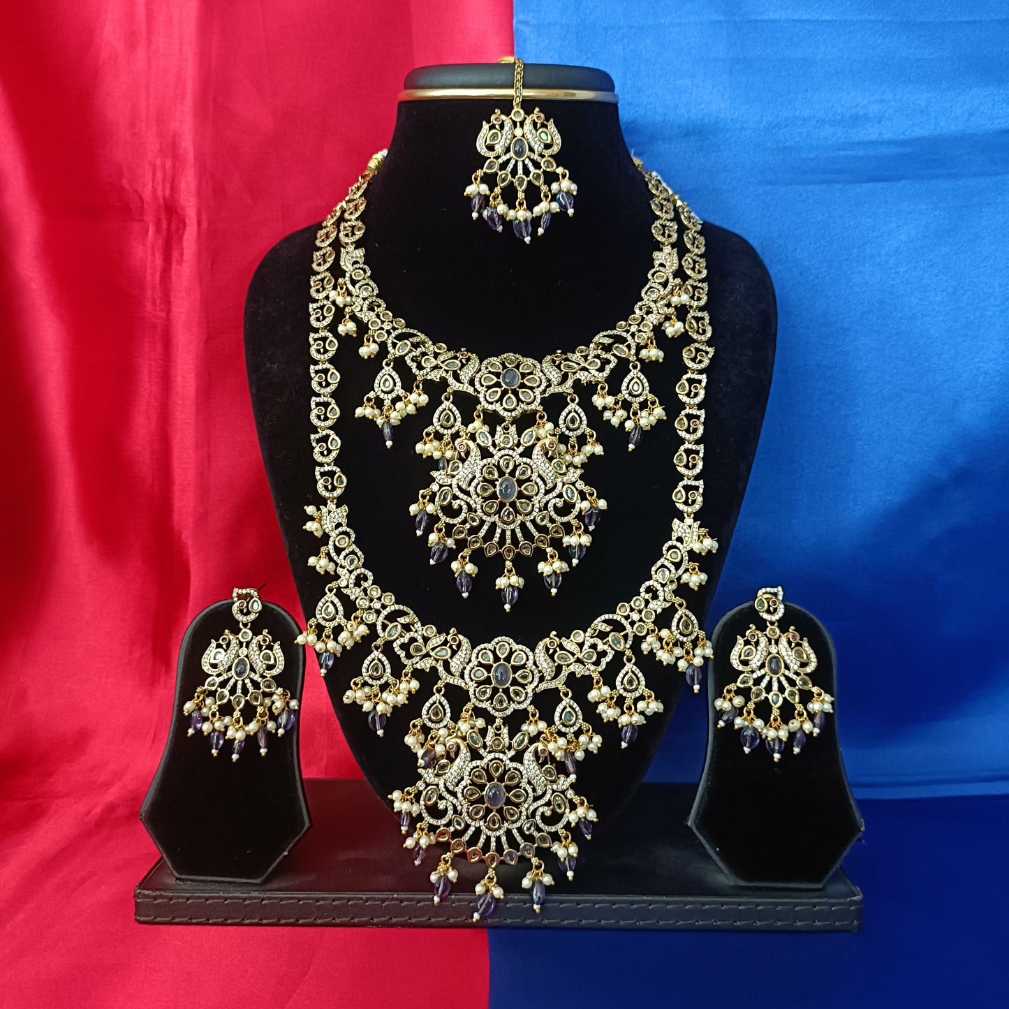 Elegant Victorian Combo Set In Purple Beads