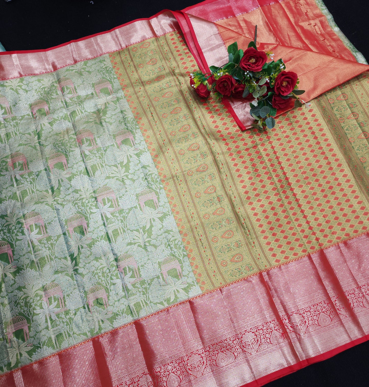 Semi kanchi pattu tissue 2 Gram Gold Sarees🛍️