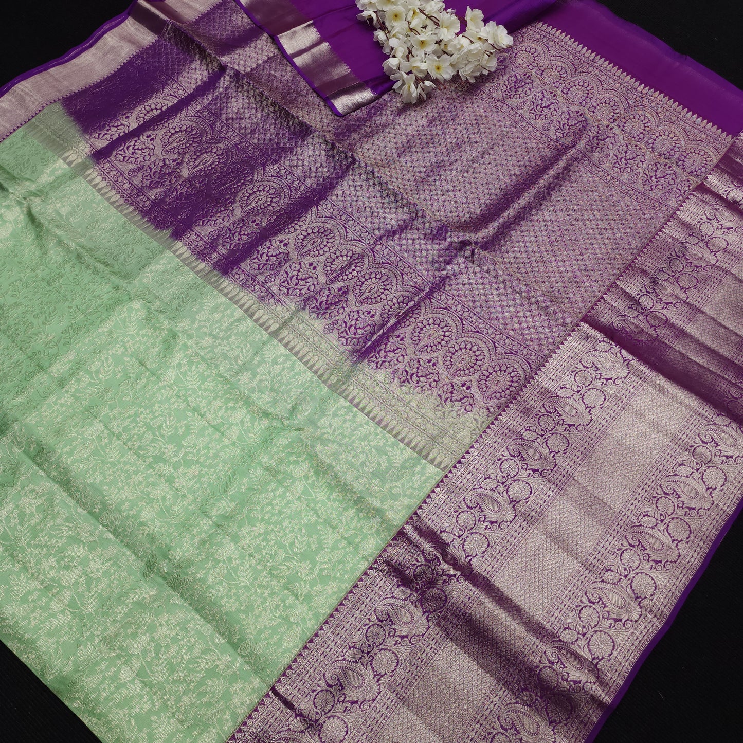Pure German Silver Zari Pattu Saree