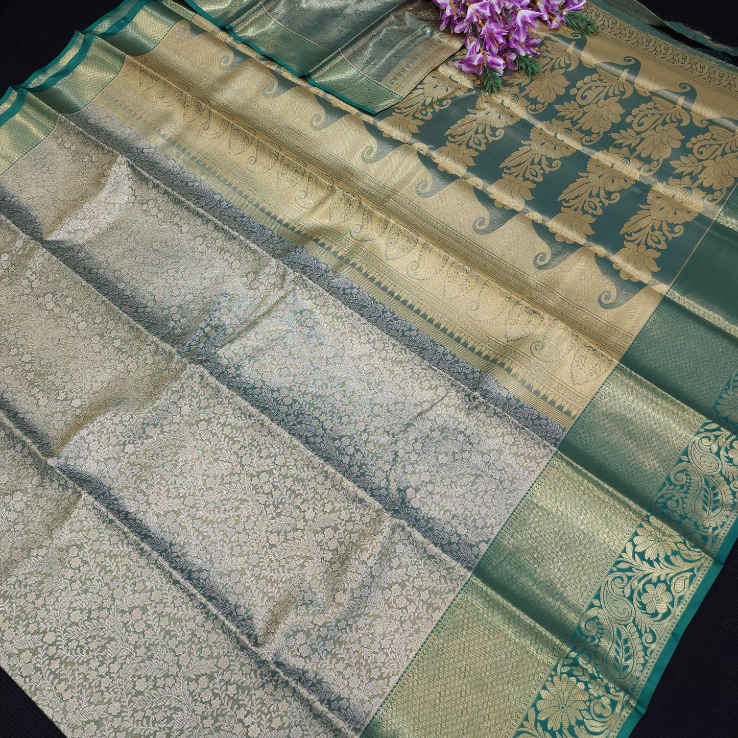 ✨️Semi Kanchi Pattu One Gram Gold Saree💫
