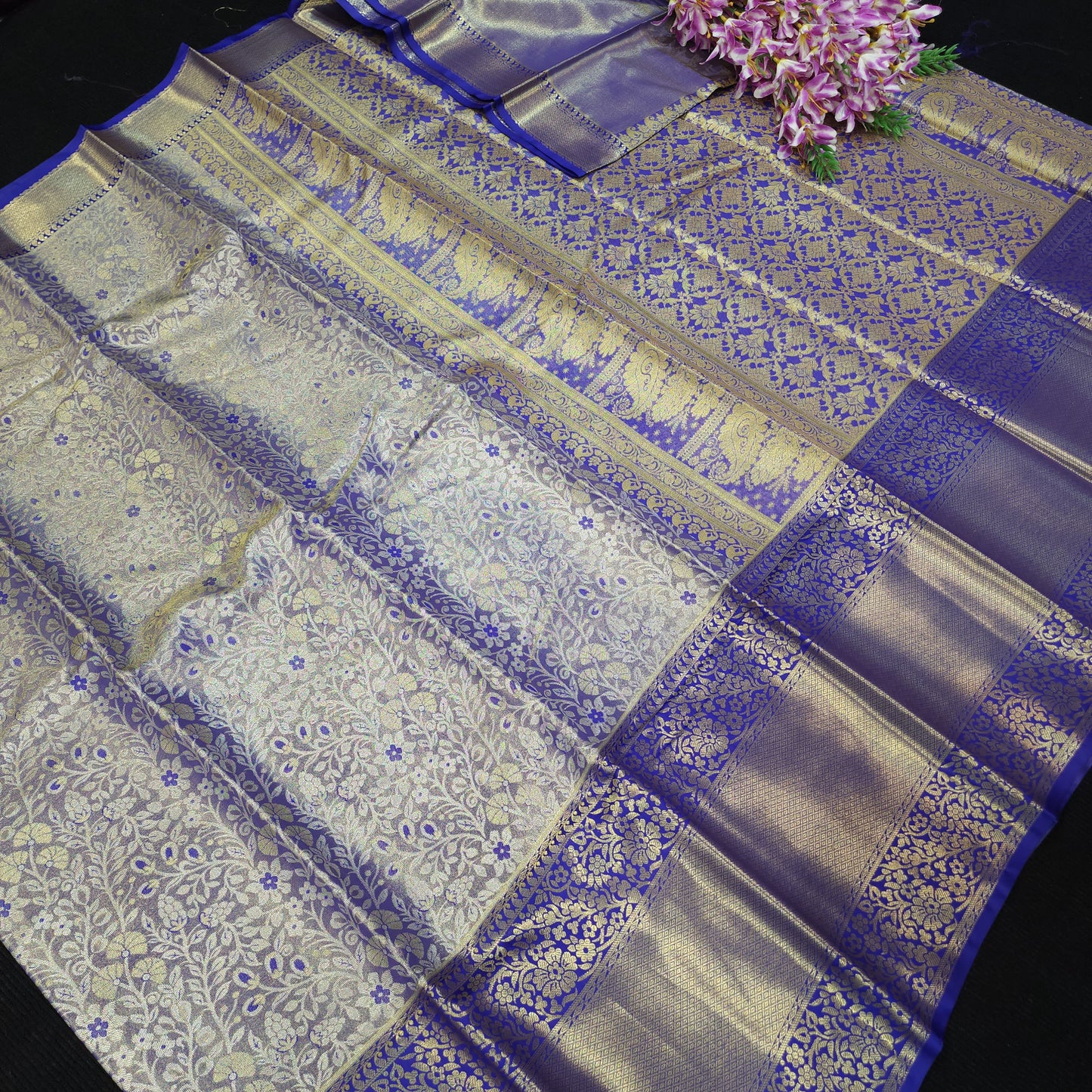 ✨️Semi Kanchi Pattu One Gram Gold Saree💫