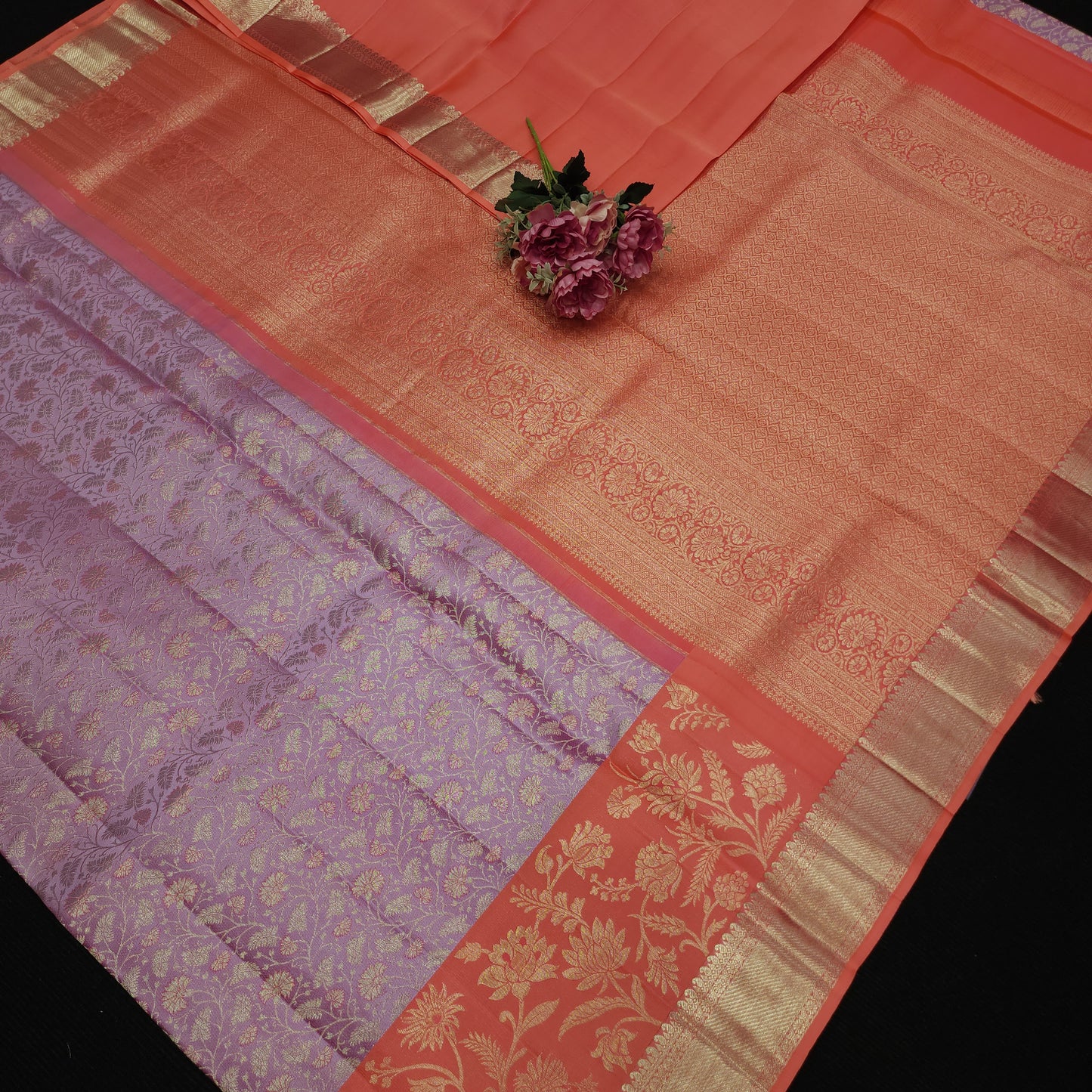 Handloom Pure Resham German Silver Zari Kanchi Pattu Saree