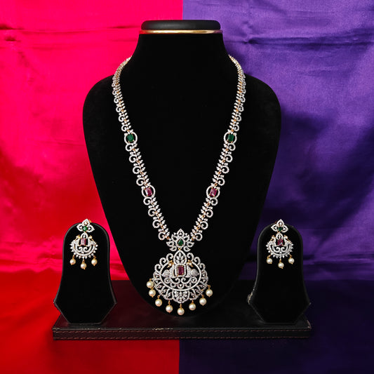 Beautiful GJ Long Necklace In Multi Colour Stone