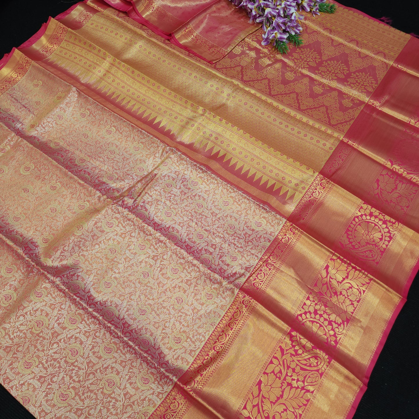✨️Semi Kanchi Pattu One Gram Gold Saree💫