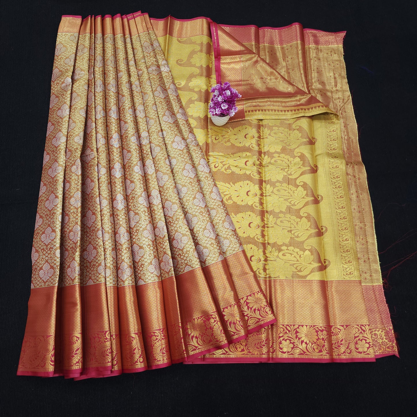 ✨️Semi Kanchi Pattu One Gram Gold Saree💫