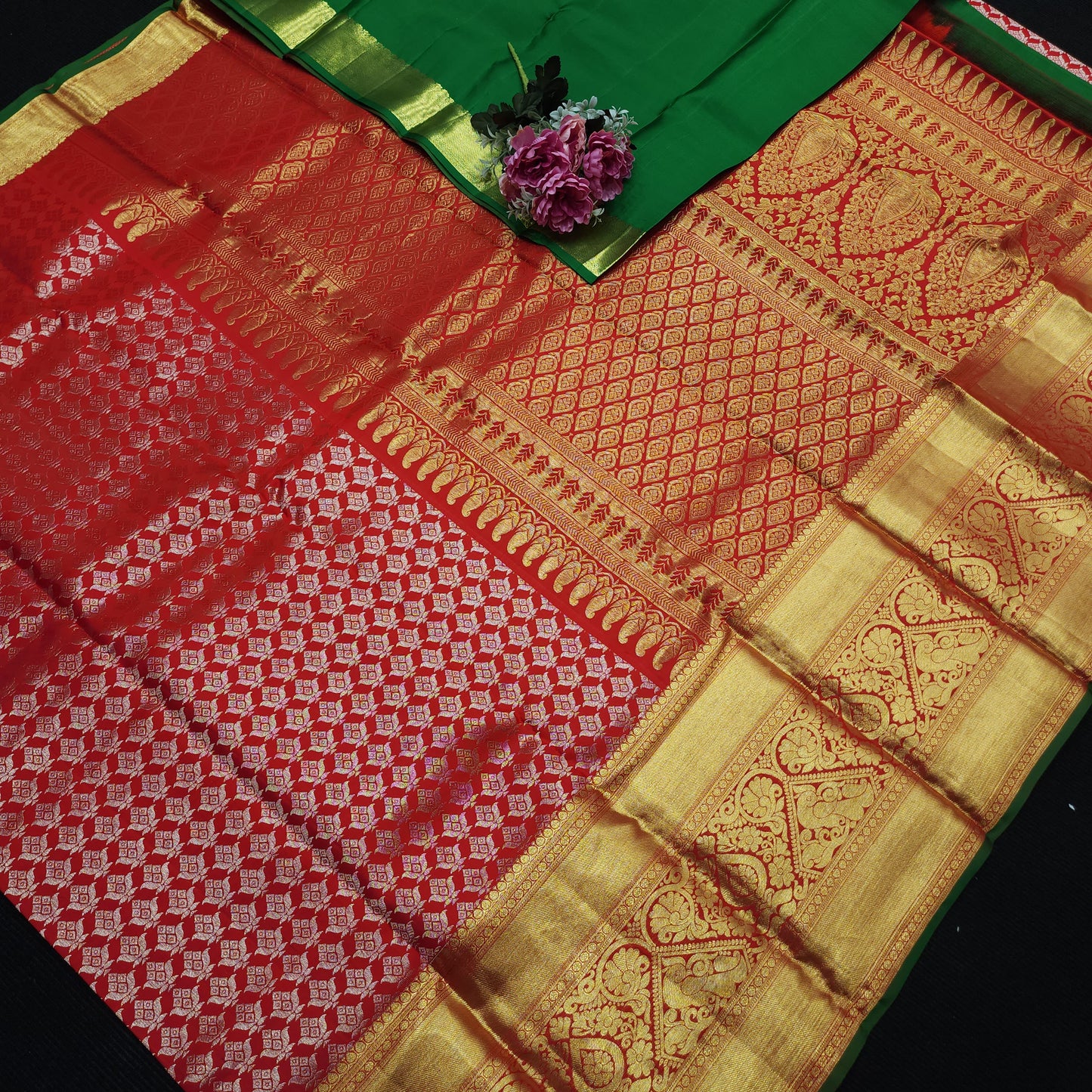 Special Red Muhurtham Kanchi Pattu Bridal Handloom Saree