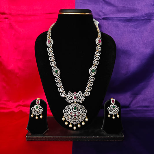 Beautiful GJ Long Necklace In Multi Colour Stone