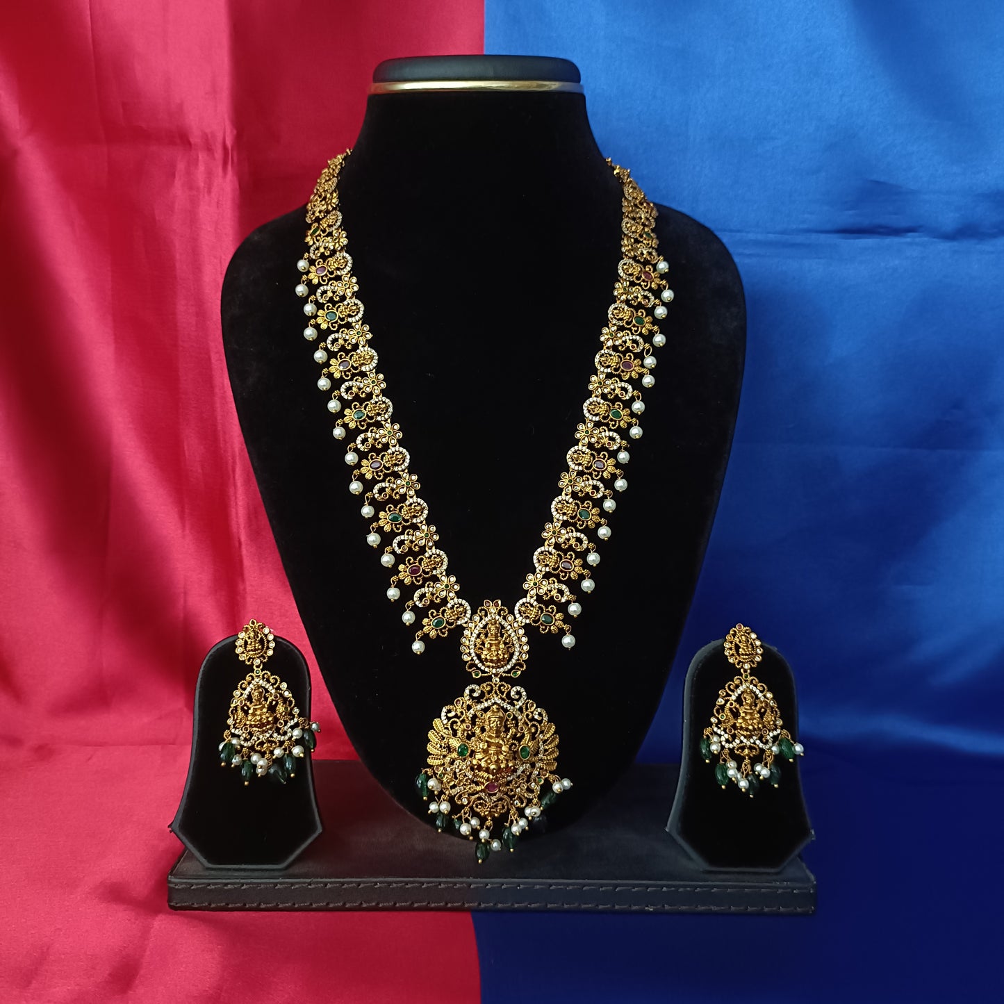 Beautiful Nakshi Long Necklace With Laxmi Idol