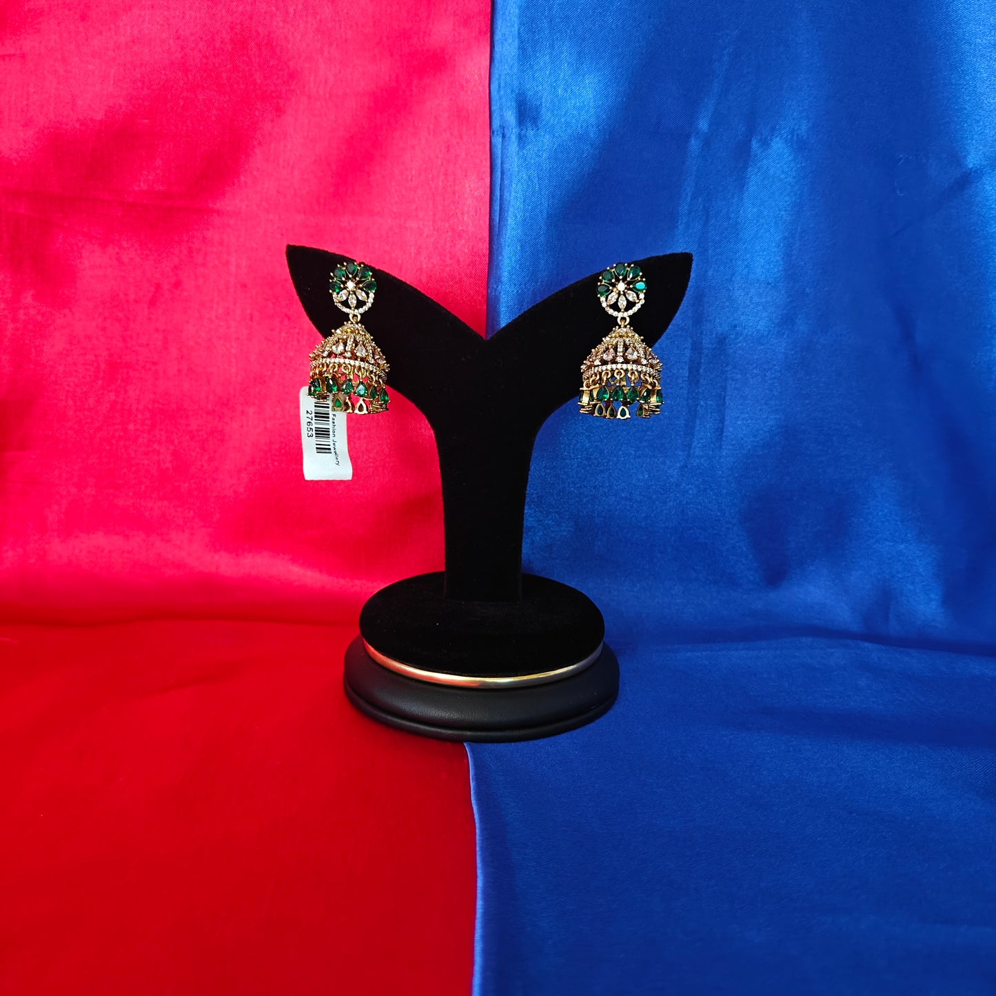 Beautiful Victorian Jhumki In Green Stone