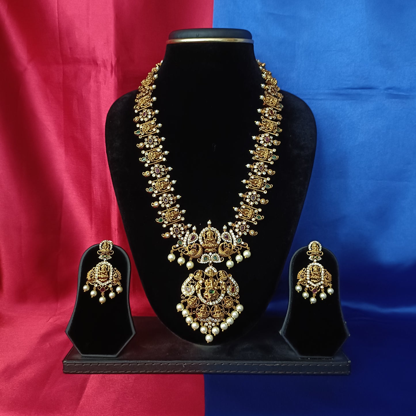 Beautiful Nakshi Long Necklace With Laxmi Idol