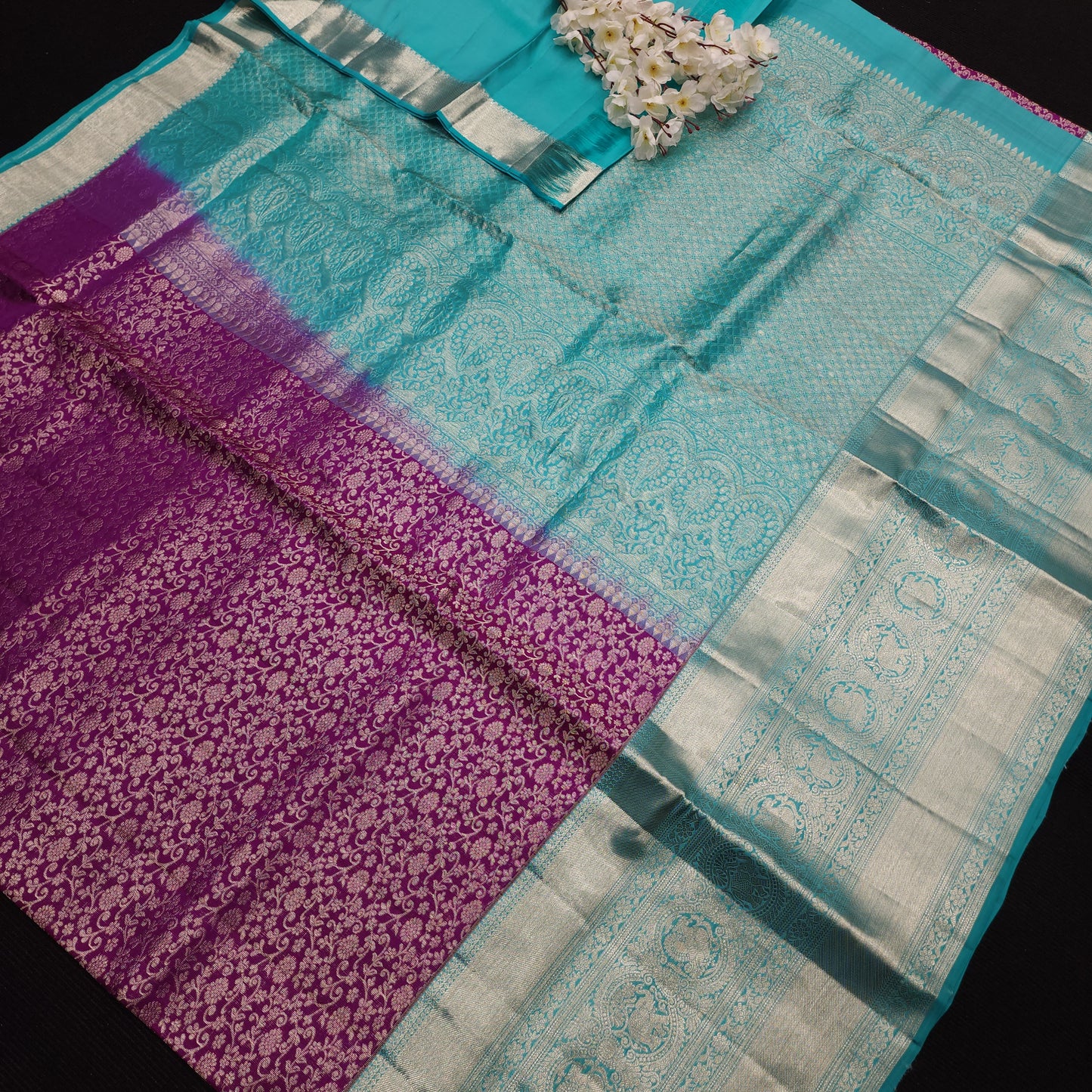 Pure German Silver Zari Pattu Saree