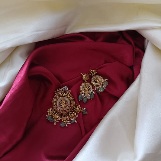 Beautiful Nakshi Pendant Set With Krishna Idol - Ambica Wedding Mall