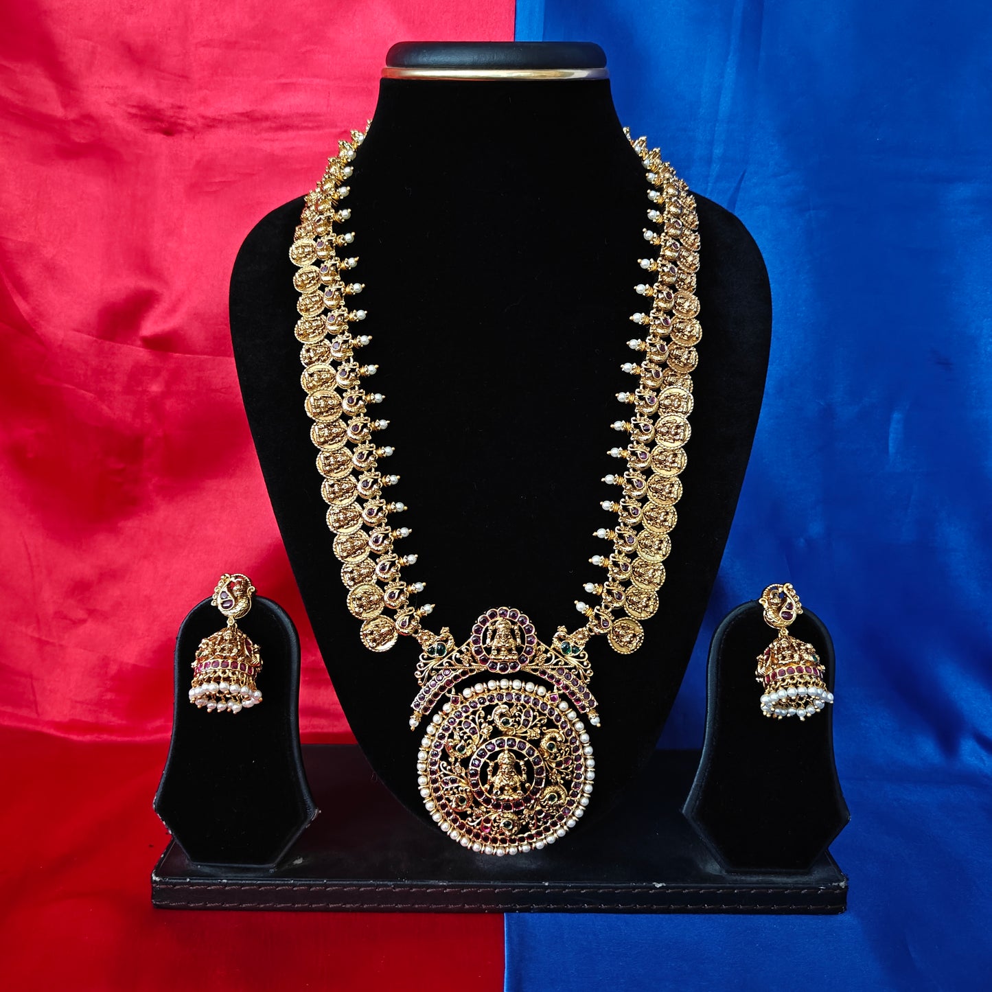 Beautiful Nakshi Long Necklace With Laxmi Idol