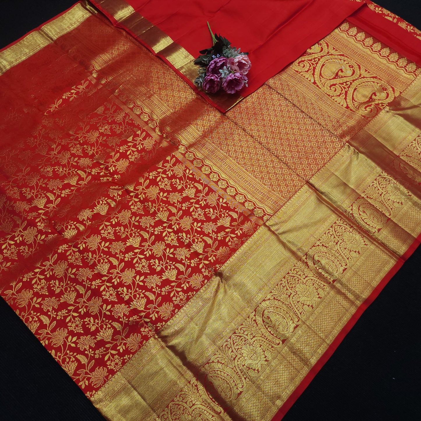 Special Red Muhurtham Kanchi Pattu Bridal Handloom Saree