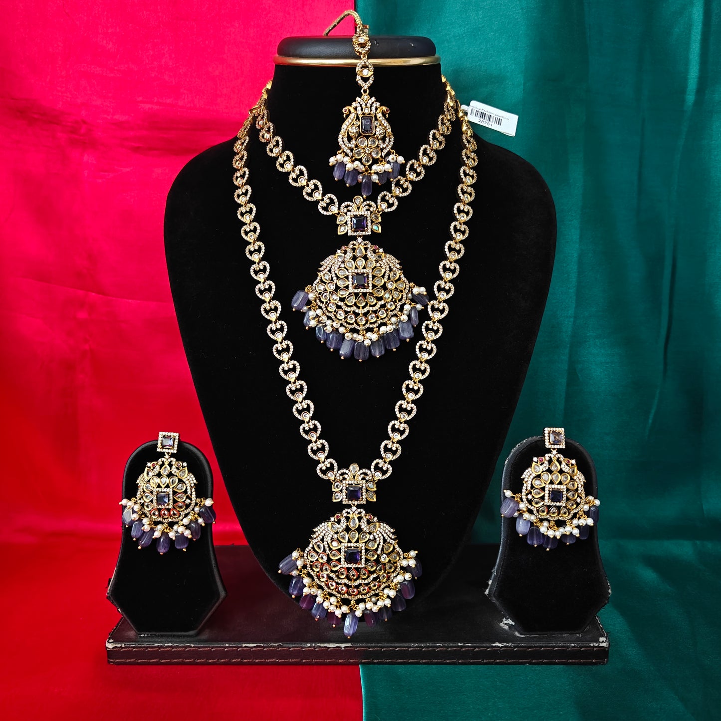 Beautiful Victorian Combo Set In Purple Beads