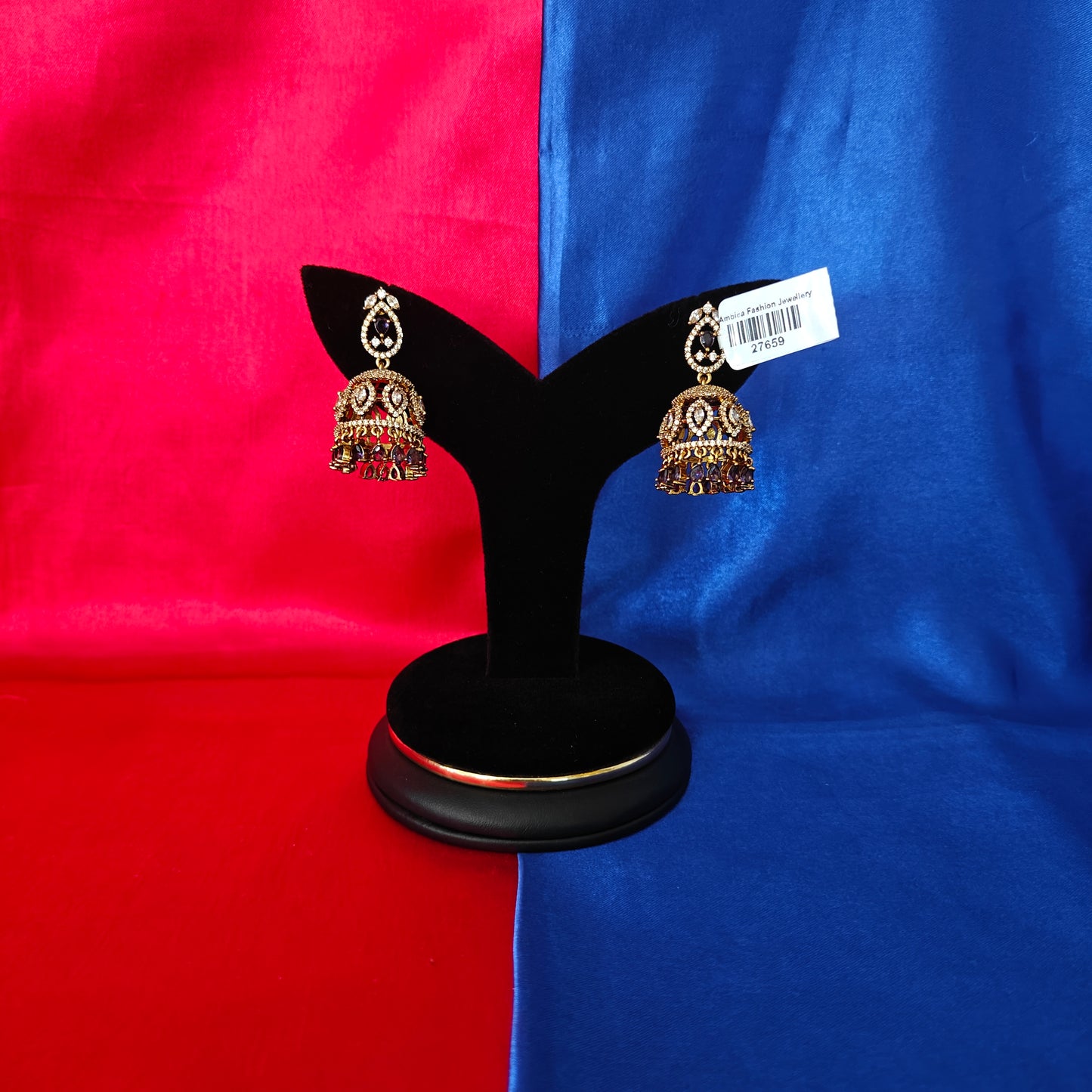 Beautiful Victorian Jhumki In Purple Stone