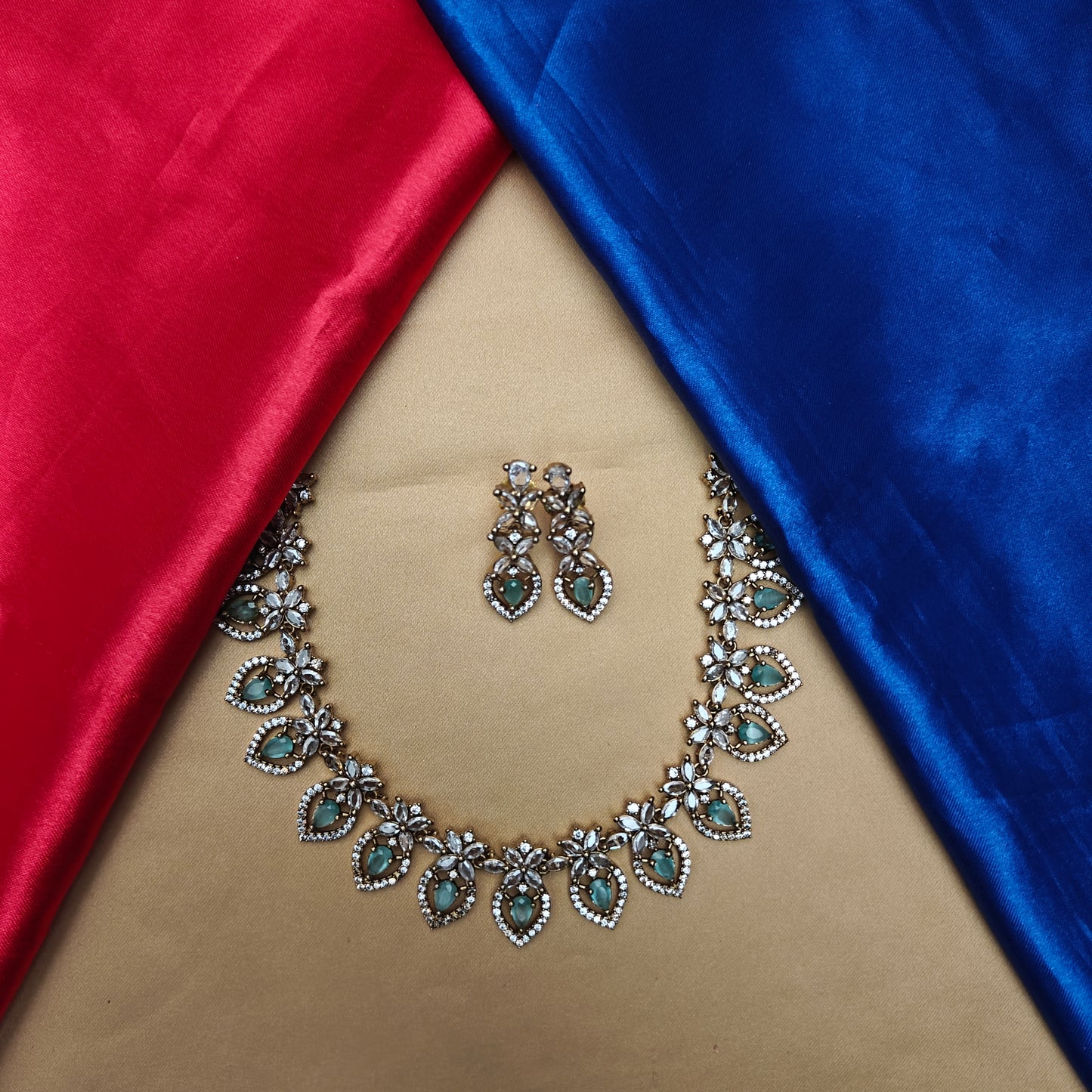 Beautiful Mini Haaram In Pista Green Stone