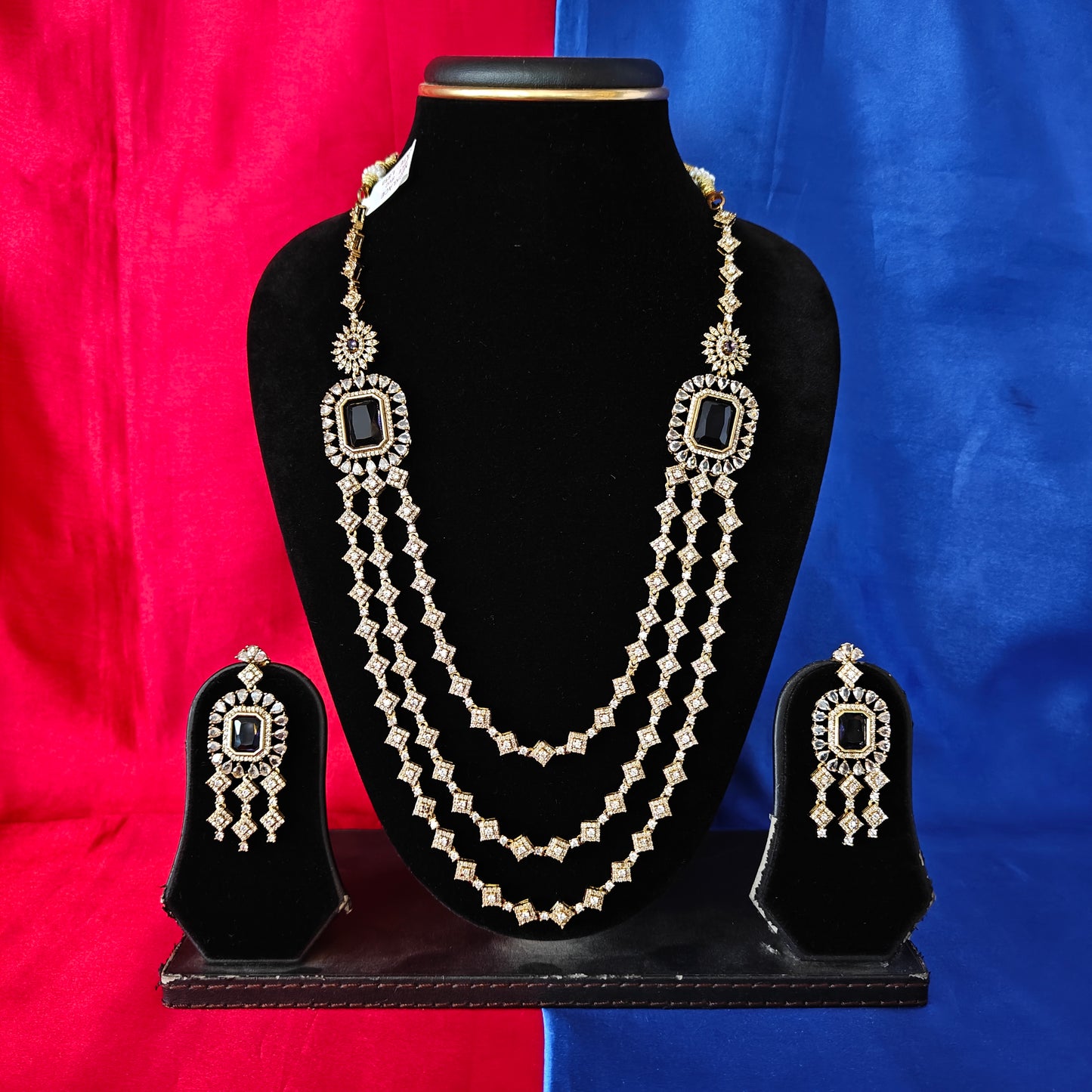 Beautiful Victorian Layered Long Necklace In Purple Stone