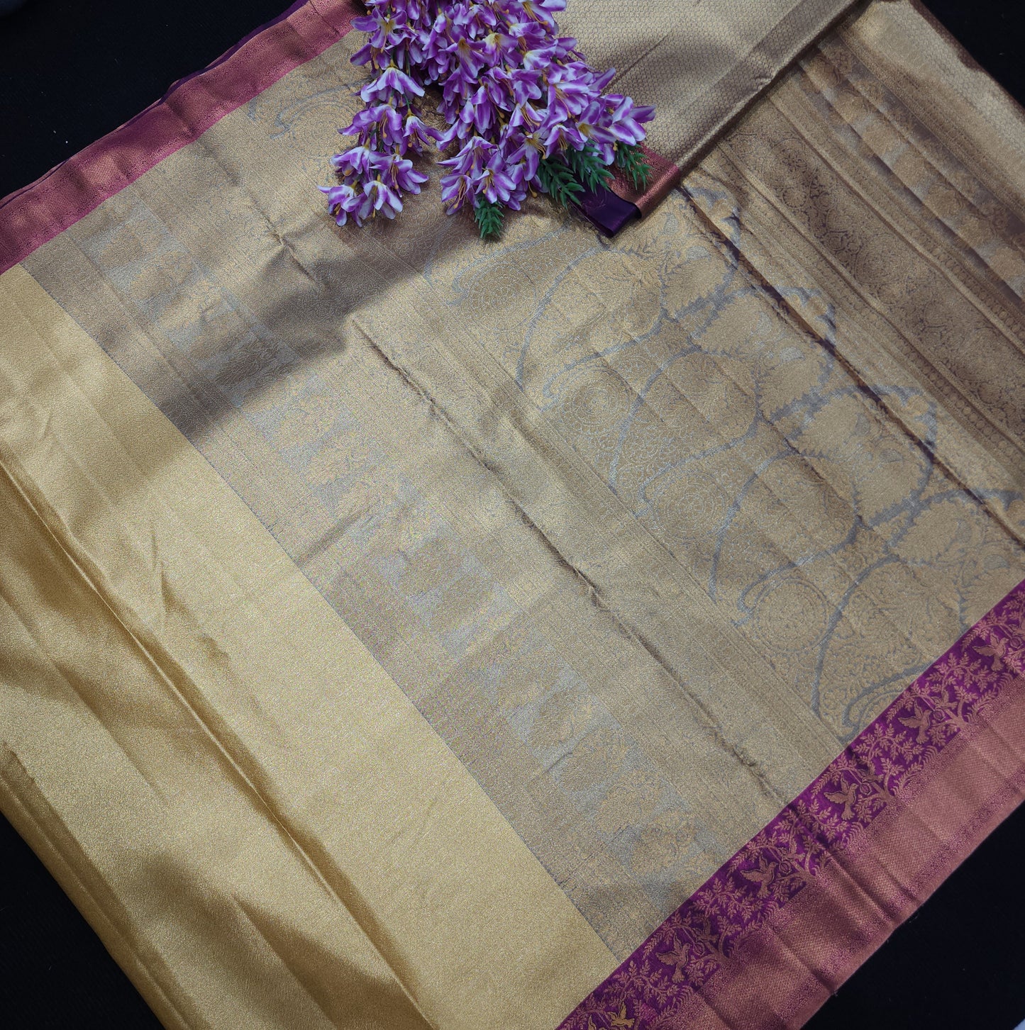 Semi kanchi pattu tissue 2 Gram Gold Sarees🛍️