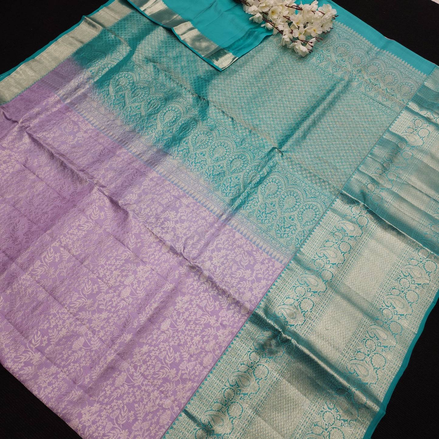 Pure German Silver Zari Pattu Saree