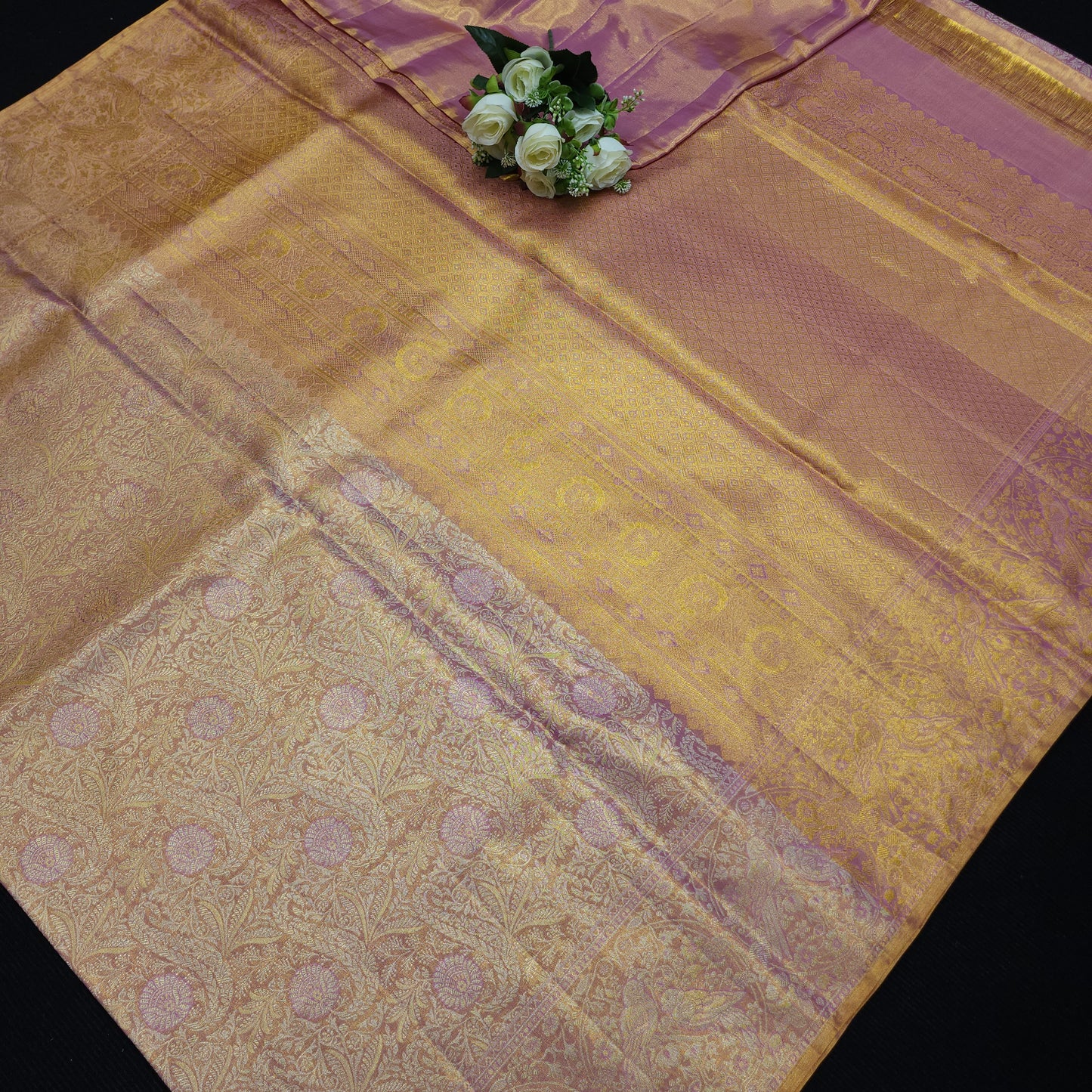 Pure 2G Jariwarp Brocade Handloom Tissue Sarees
