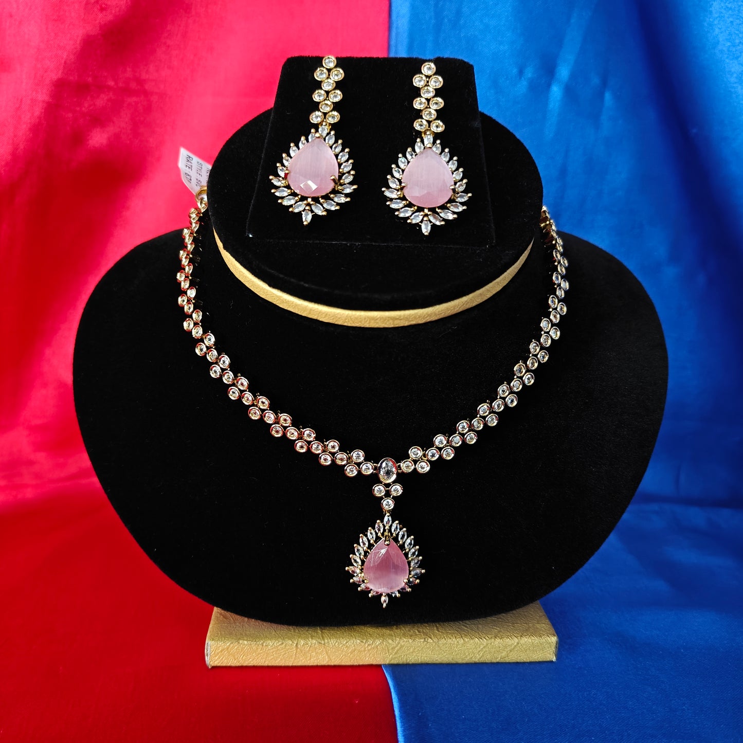 Beautiful Mini Haaram In Baby Pink Stone