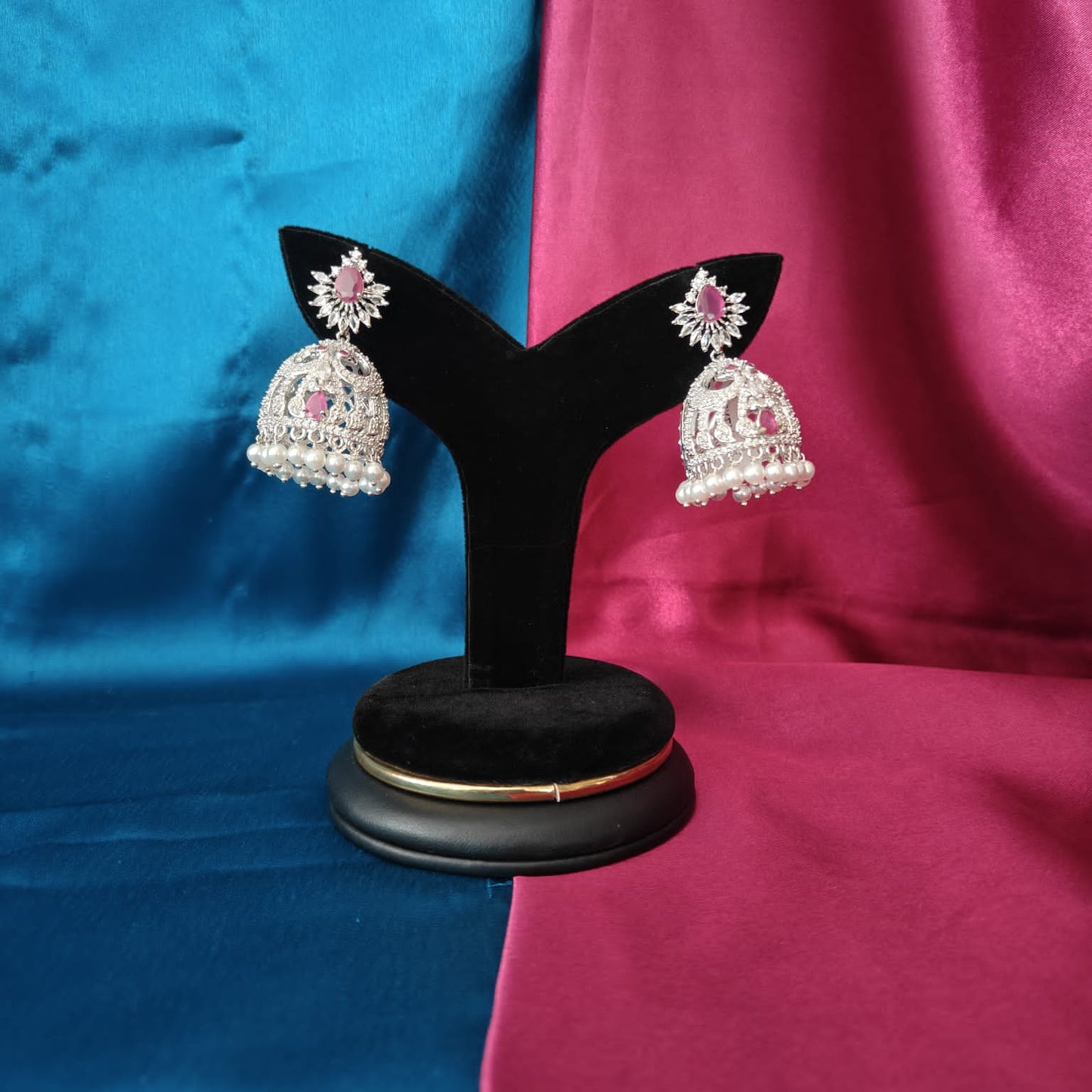 Elegant Silver Jhumki In Peacock Design