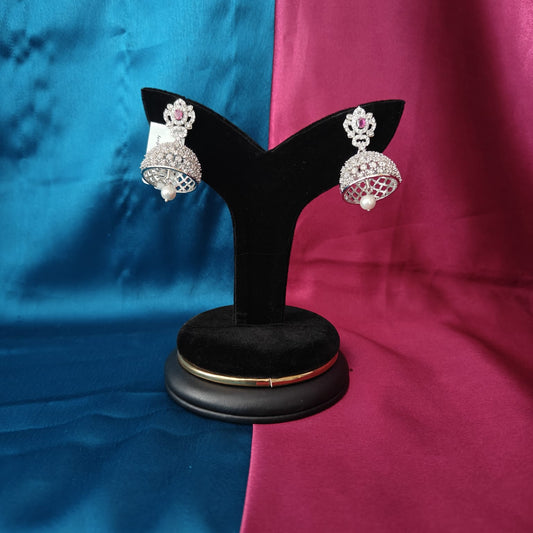 Beautiful Silver Jhumki In Ruby Stone