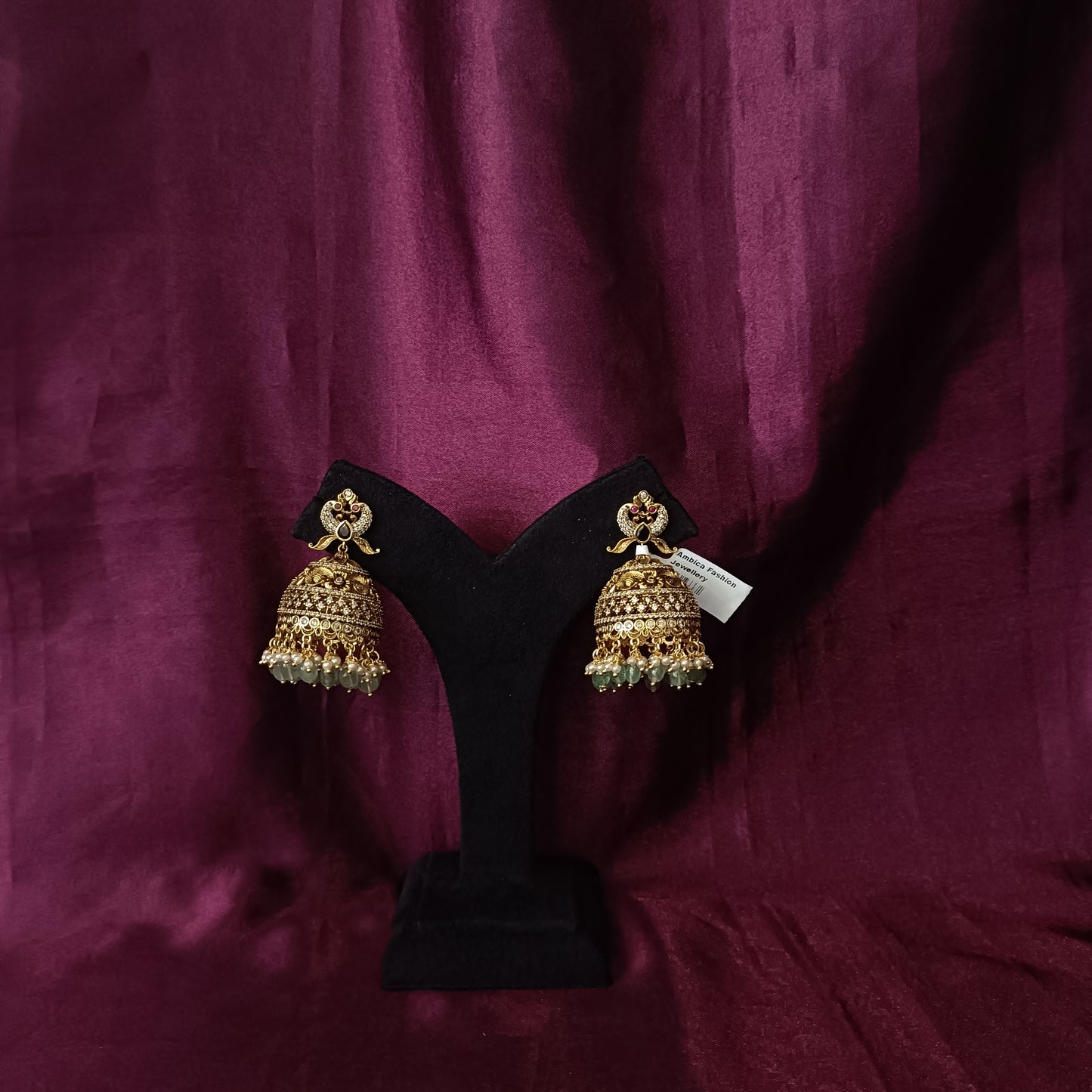 Beautiful Nakshi Jhumkas With Monalisa Beads - Ambica Wedding Mall