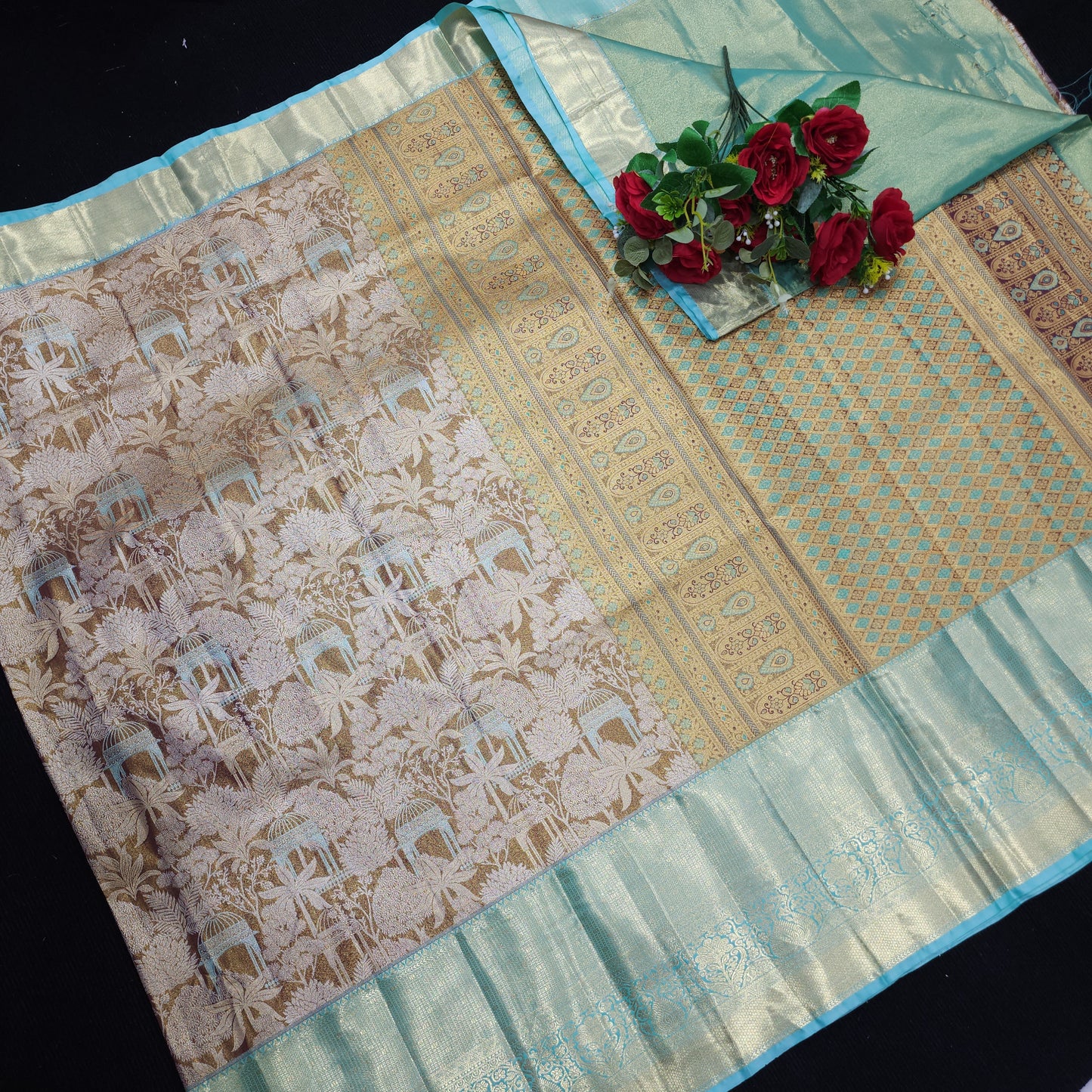Semi kanchi pattu tissue 2 Gram Gold Sarees🛍️