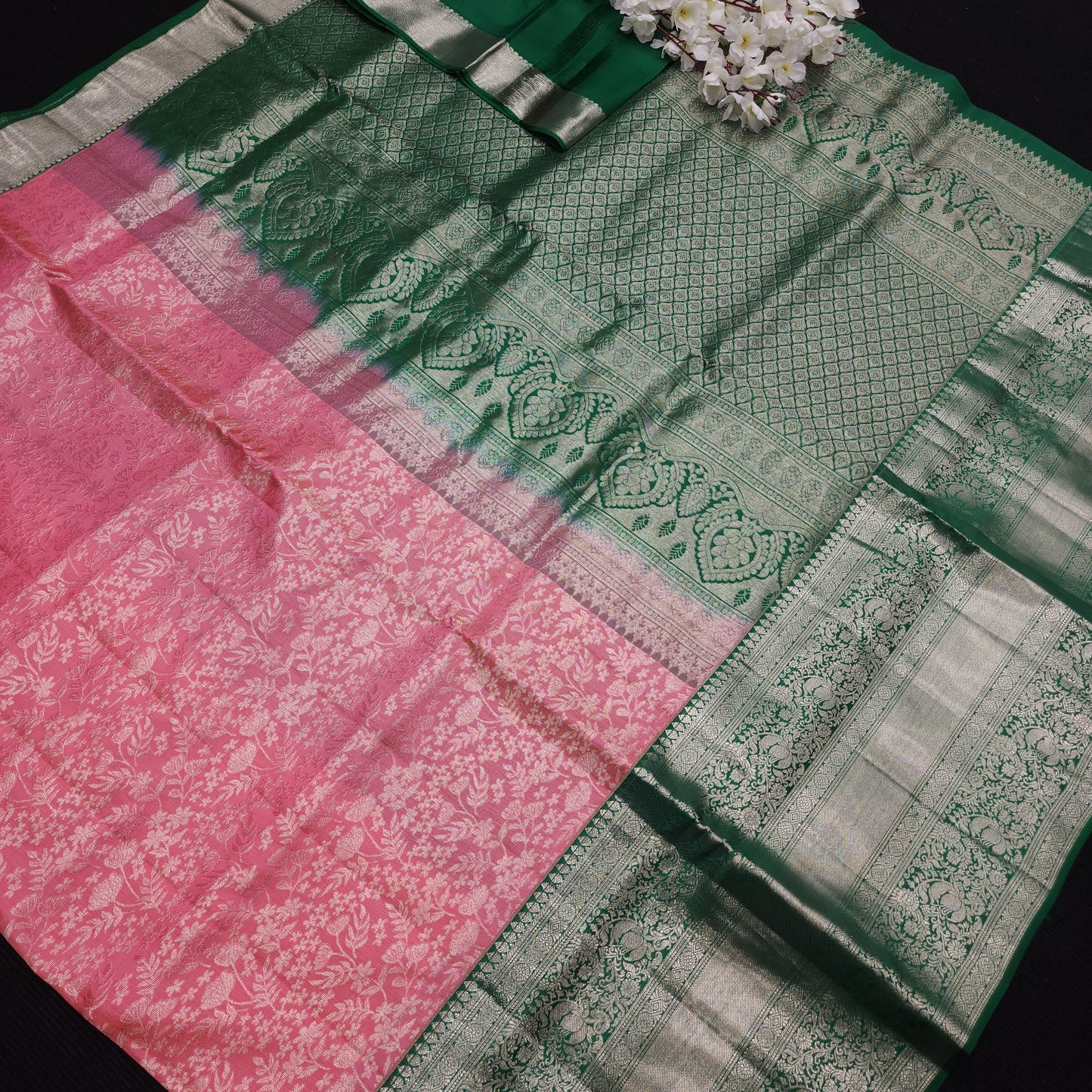 Pure German Silver Zari Pattu Saree