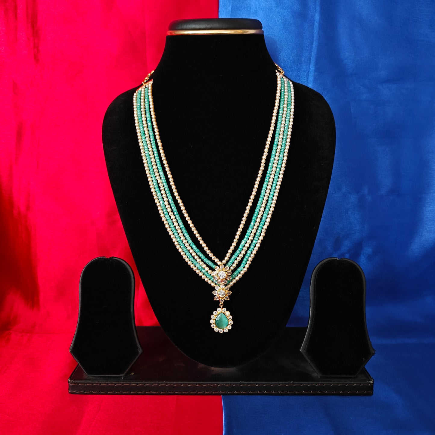 Beautiful Pista Green Coloured Honex Mala With Pearls