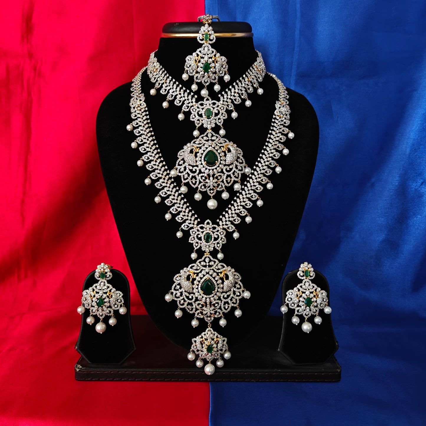 Elegant GJ Combo Set In Green Stone