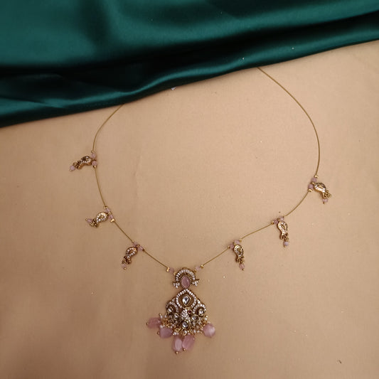 Simple Pink beads Invisible chain - Ambica Wedding Mall