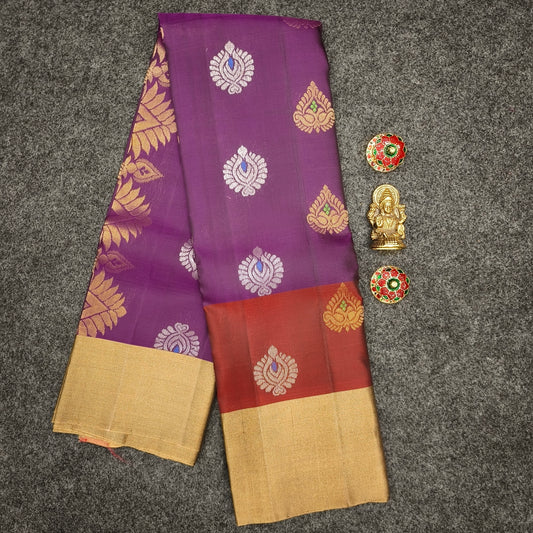 ✨Kanchi Pattu Bentex Border Butta Saree - Ambica Wedding Mall