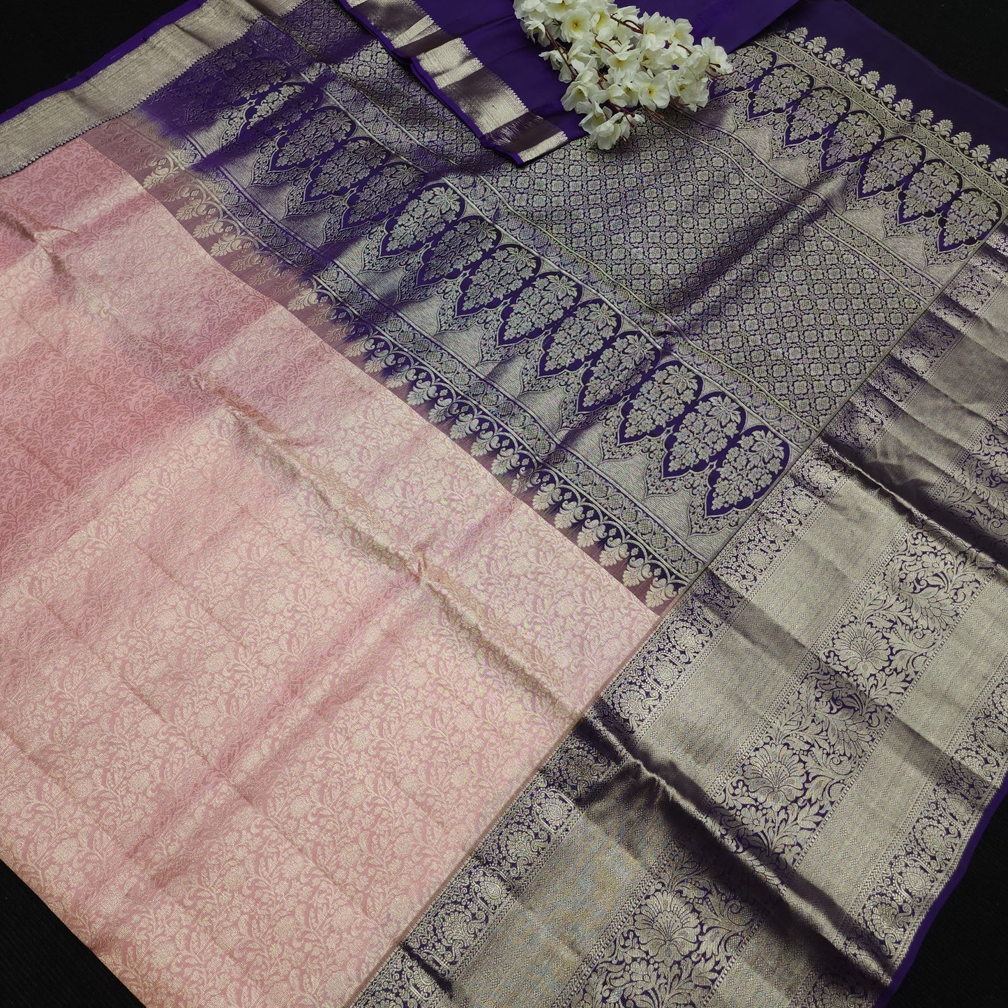 Pure German Silver Zari Pattu Saree