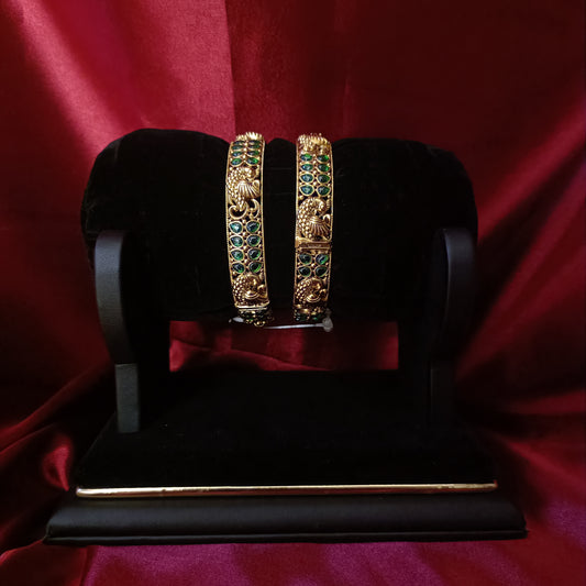 Beautiful Emrold Stone Antique Bangles - Ambica Wedding Mall