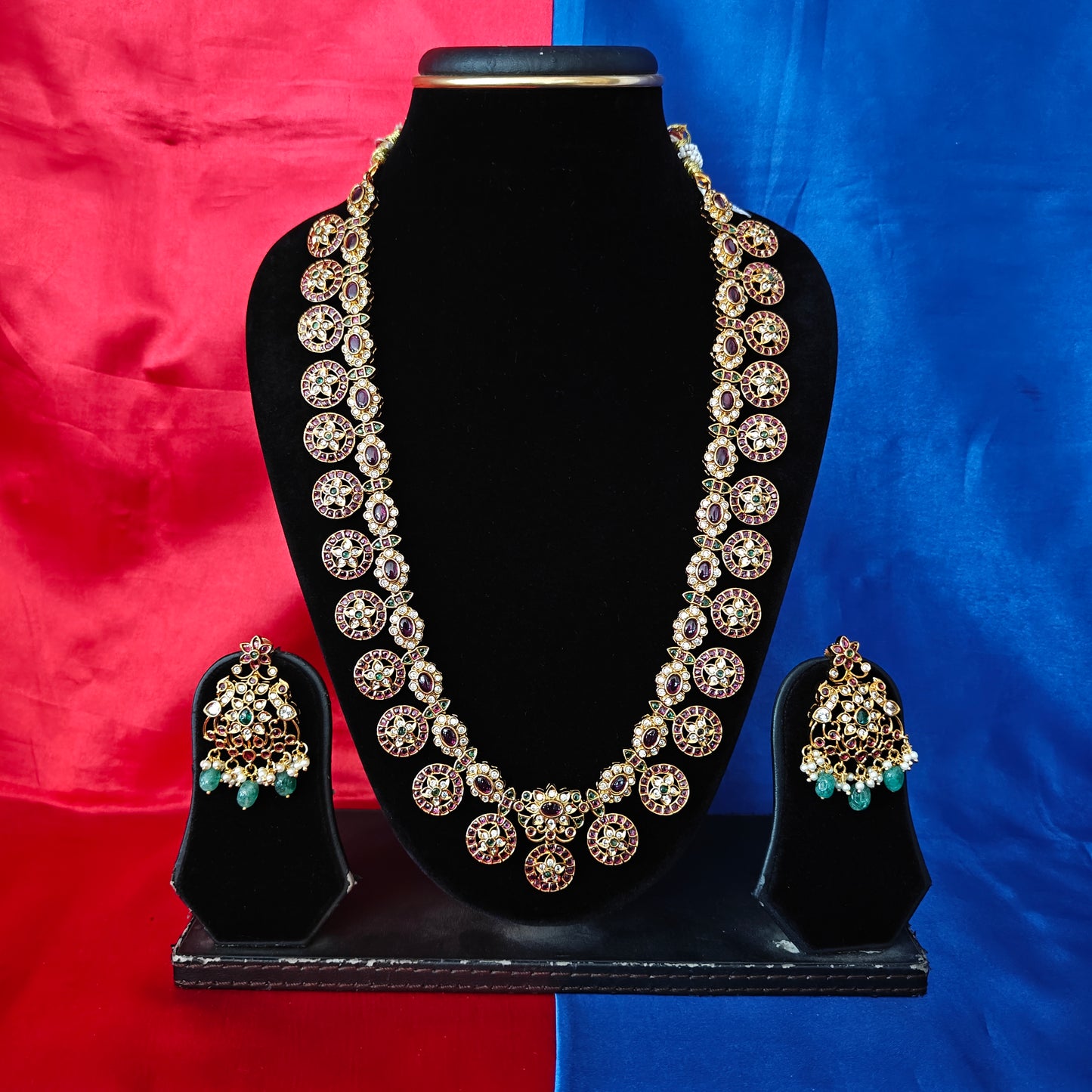 Beautiful Jadau Kundan Long Necklace With Changeable Pendent