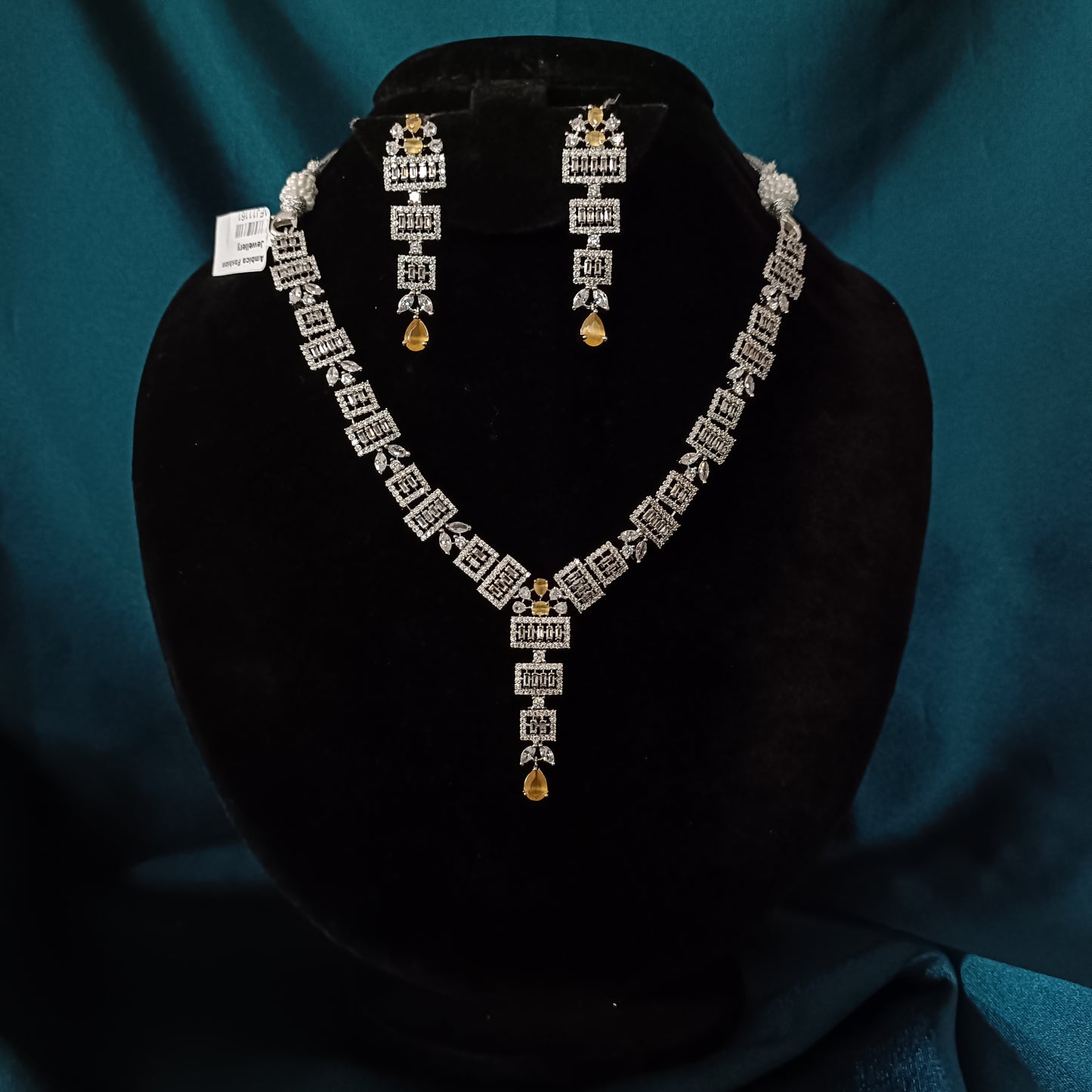 Unique Designed Yellow Stone Short Necklace - Ambica Wedding Mall
