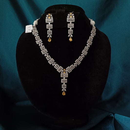Unique Designed Yellow Stone Short Necklace - Ambica Wedding Mall
