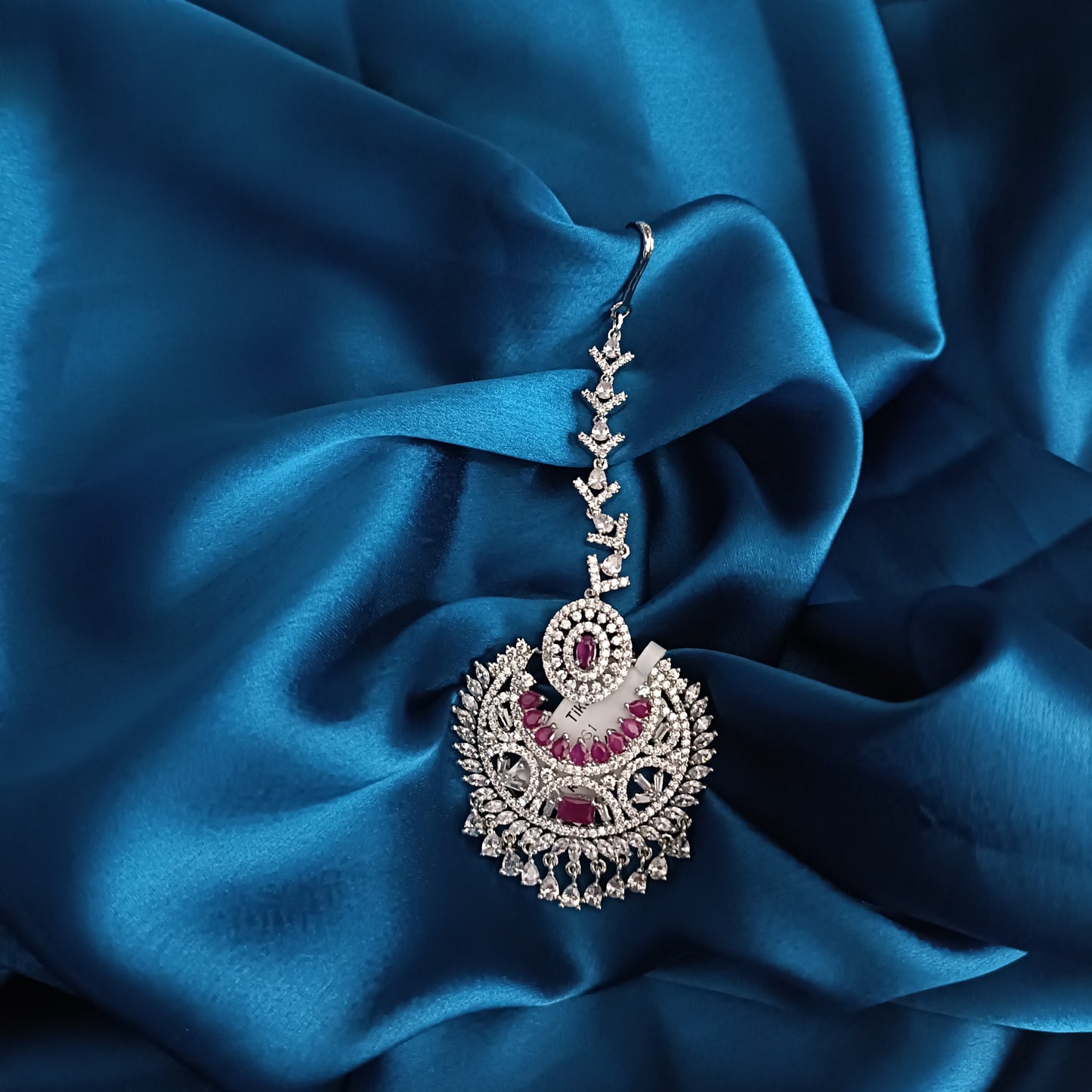 Elegant Silver Zircon Tika - Ambica Wedding Mall