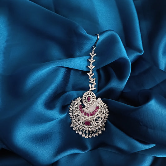 Elegant Silver Zircon Tika - Ambica Wedding Mall
