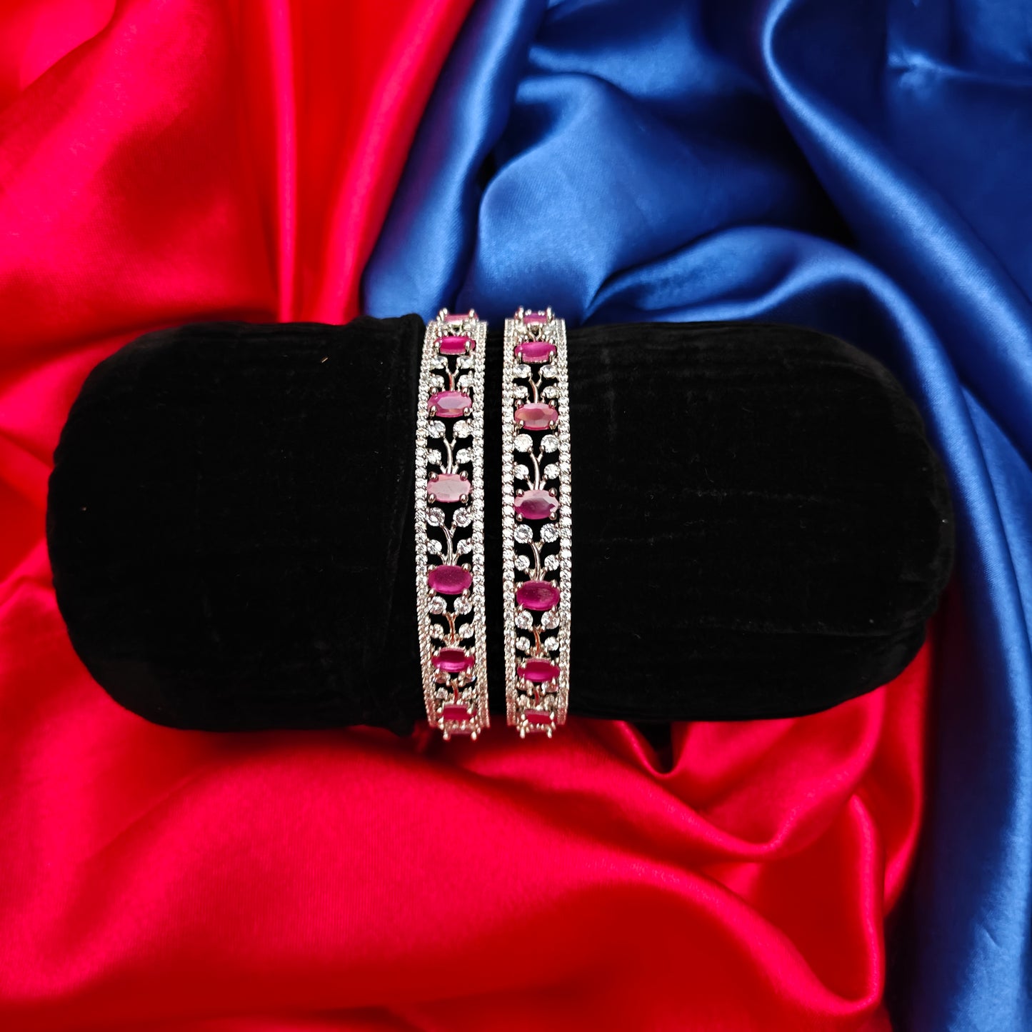 Beautiful Silver Bangle In Ruby Stone