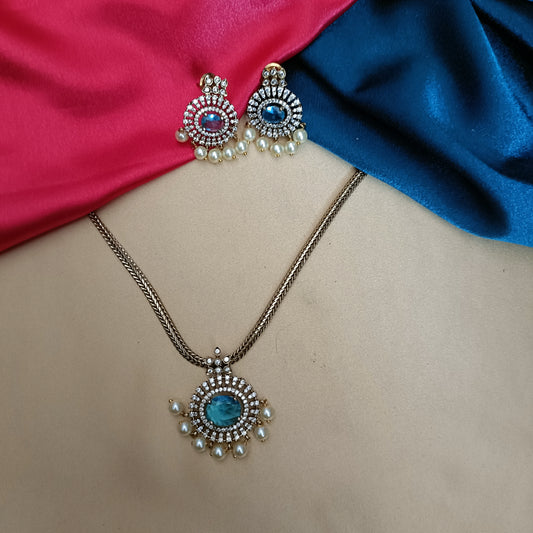 Beautiful Aqua Blue Non Necklace - Ambica Wedding Mall